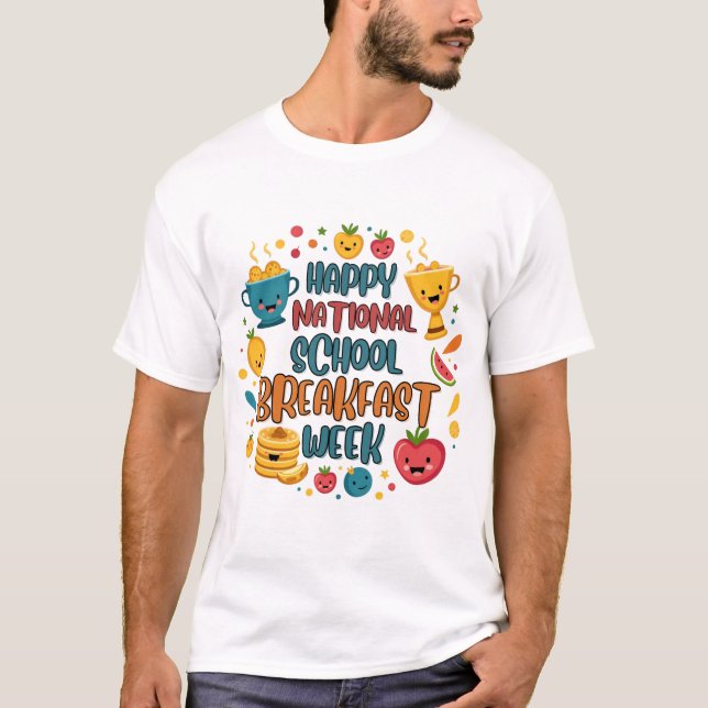 Camiseta semana de desayuno de escuela nacional feliz (Anverso)