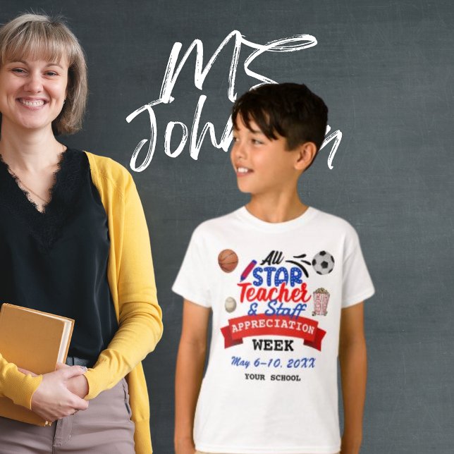 Camiseta Semana de la Apreciación del Profesor Todo el alum (Teacher Appreciation Week All Star School Kid's T-Shirt)