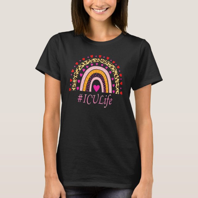 Camiseta Semana de la enfermera Icu leopard Rainbow Nurse (Anverso)