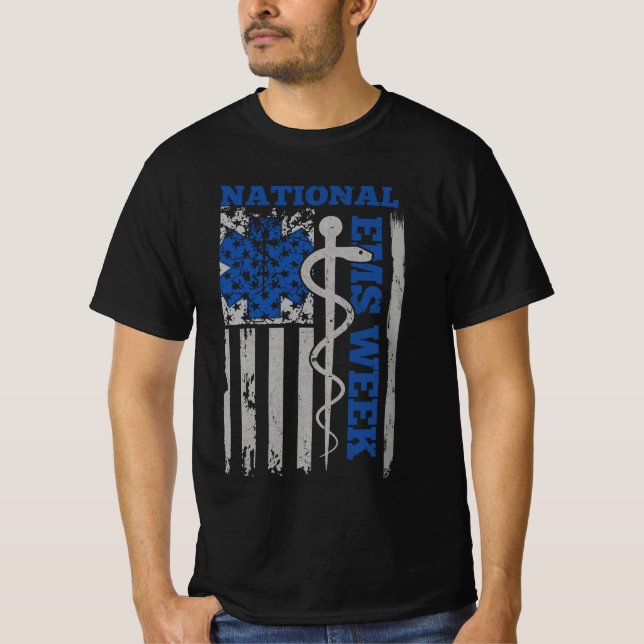 Camiseta Semana Nacional del EMS Bandera de Estados Unidos  (Anverso)