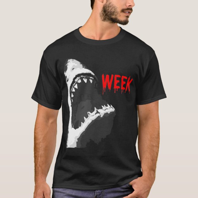 Camiseta Semana sangrienta Graciosa Tiburón abriendo mandíb (Anverso)