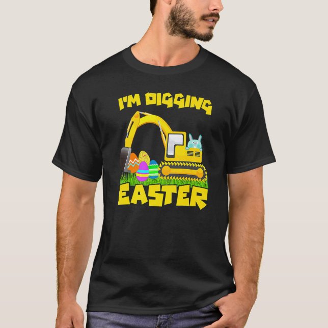 Camiseta Semana Santa Bunny Huevos excavadores Tractor Exca (Anverso)