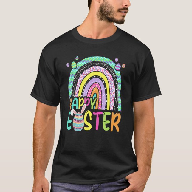 Camiseta Semana Santa Conejo Arcoiris Conejo de Pascua Huev (Anverso)