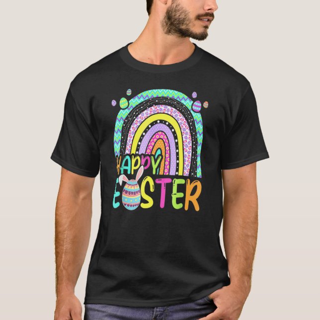 Camiseta Semana Santa Conejo Arcoiris Conejo de Pascua Huev (Anverso)