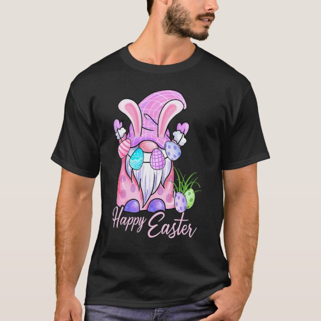 Camiseta Semana Santa Gnome Caza de Huevos Cesta Conejo Cut (Anverso)