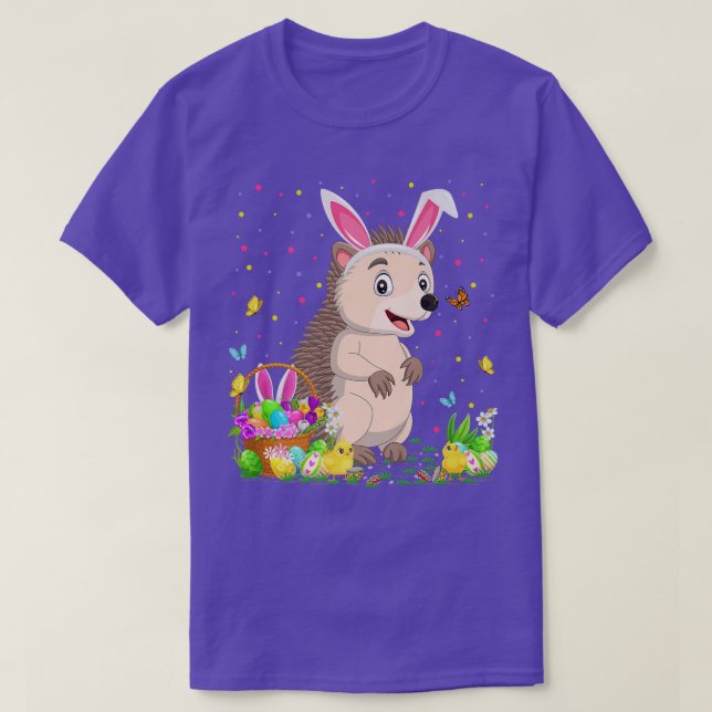 Camiseta Semana Santa Hedgehog Bunny Egg Hung Hedgehog Pasc (Diseño del anverso)