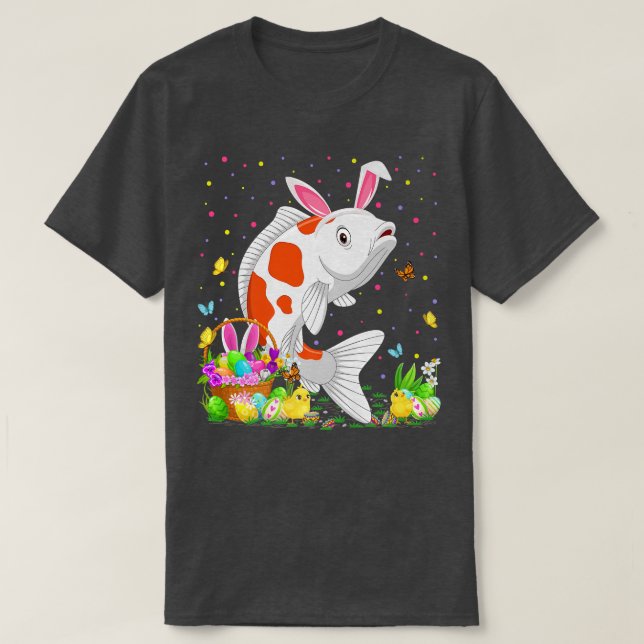 Camiseta Semana Santa Koi Fish Bunny Egg Hunting Koi Easter (Diseño del anverso)