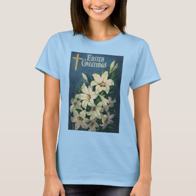 Camiseta Semana Santa Lilies Flores, Vieja Pascua Religiosa (Anverso)