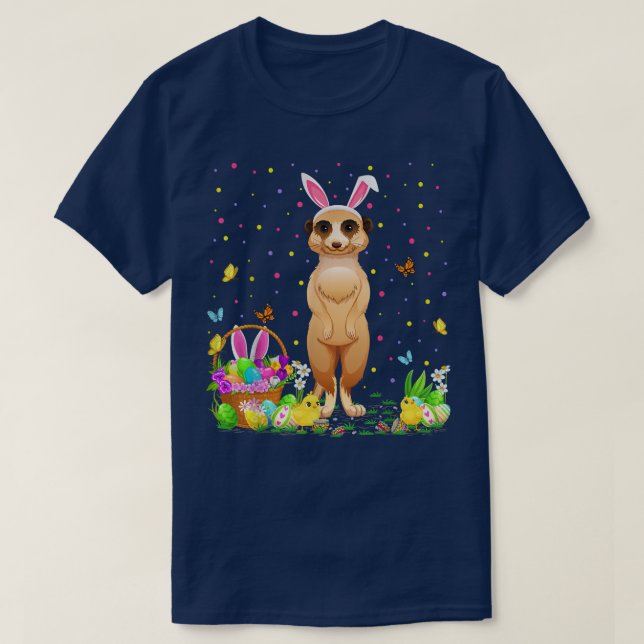 Camiseta Semana Santa Meerkat Bunny Egg Hung Meerkat Easter (Diseño del anverso)