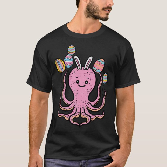Camiseta Semana Santa Octopus Bunny Cute Egg Hunt Niños Chi (Anverso)