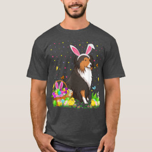 Camiseta Semana Santa Sheltie Perro conejito Huevo caza She