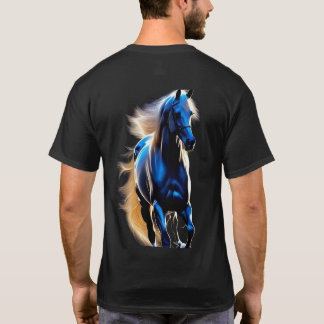 Camiseta Semental Cósmico: Caballo Fantástico Azul Brillant
