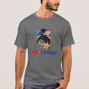Camiseta Semi-Fascist Messy Bun American Flag Funny Patriot
