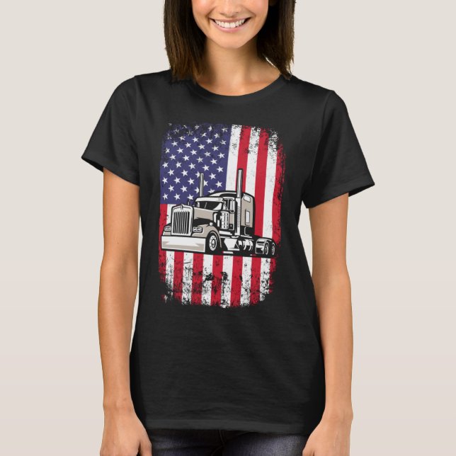 Camiseta Semi Truck Driver 18 Wheeler Trucker USA American (Anverso)