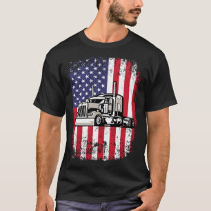 Camiseta Semi Truck Driver 18 Wheeler Trucker USA American