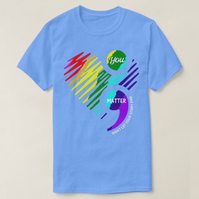 Camiseta Semicolón Concienciación sobre la salud mental  (Diseño del anverso)