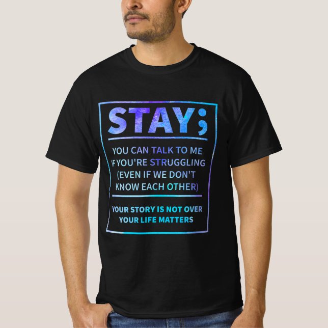 Camiseta Semicolón de prevención de la toma de conciencia s (Anverso)