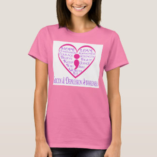 Camiseta Semicolon Heart por Conciencia sobre el Suicidio y