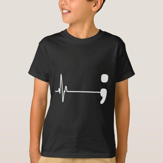Camiseta Semicolon Heartbeat Flatline Suicidio Preventivo A (Anverso)