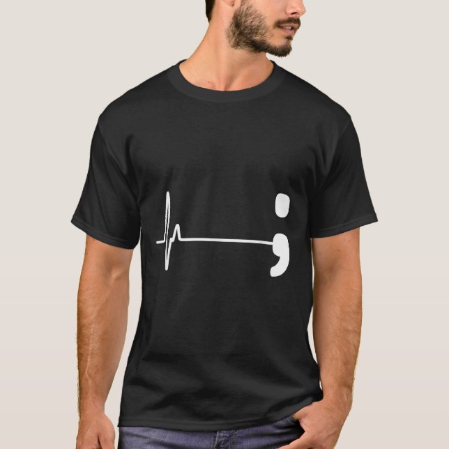 Camiseta Semicolon Heartbeat Flatline Suicidio Preventivo A (Anverso)