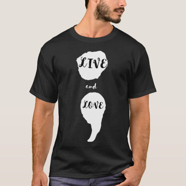 Camiseta Semicolón Vive Y Ama La Concienciación Sobre El Su (Anverso)