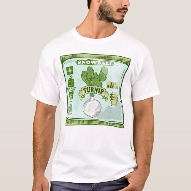 Camiseta Semillas de nabo cultivando verduras (Anverso)