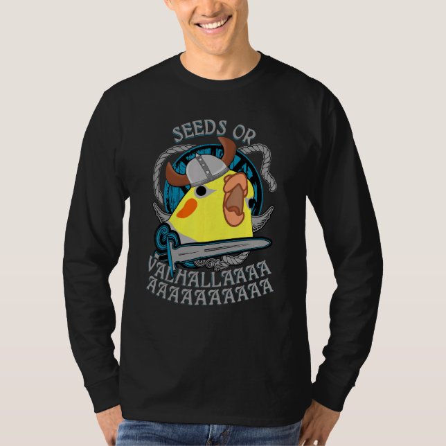 Camiseta Semillas O Valhalla Birb Meme Viking Cockatiel Par (Anverso)