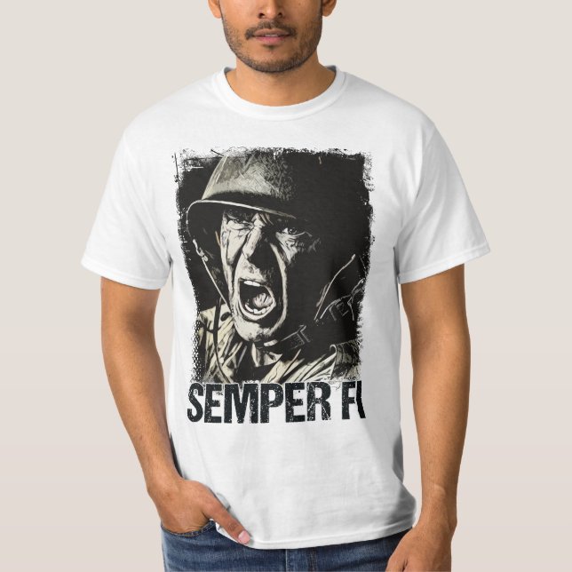 Camiseta ✪ SEMPER FI ✪ Siempre Fiel Veterano Soldado (Anverso)