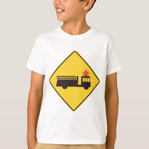 Camiseta Señal de advertencia de camión de bomberos amarill