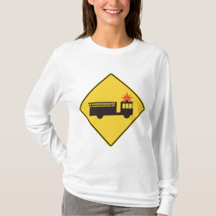 Camiseta Señal de advertencia de camión de bomberos amarill