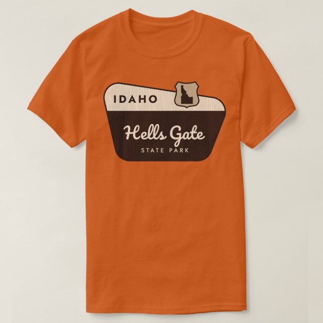Camiseta Señal de bienvenida de Idaho del Parque Estatal He (Diseño del anverso)