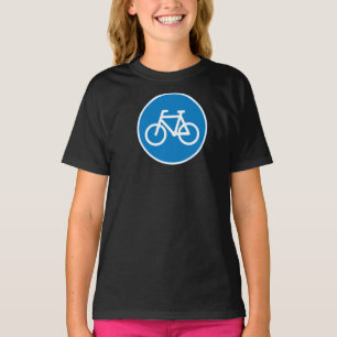 Camiseta Señal de Carril de Bicicleta Azul Símbolo de Carre