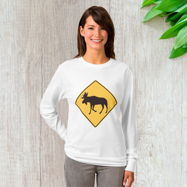 Camiseta Señal de cruce de alces Seguridad de la fauna (Subido por el creador)