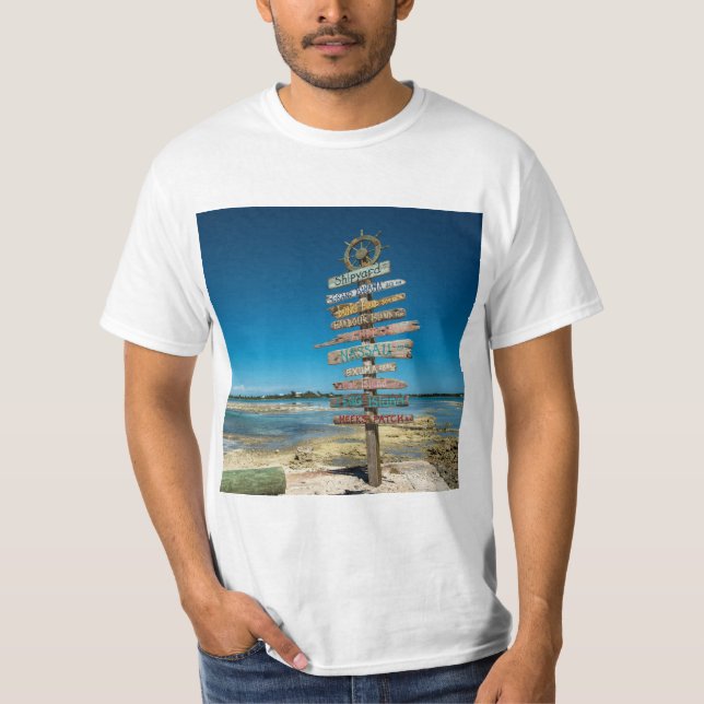 Camiseta Señal de direcciones de islas del Caribe (Anverso)