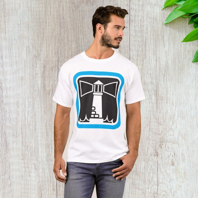 Camiseta Señal de faro audaz con icono de olas oceánicas (Subido por el creador)