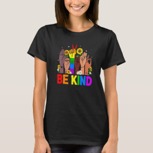 Camiseta Señal de lenguaje de manos amables LGBTQ+ Gay BLM