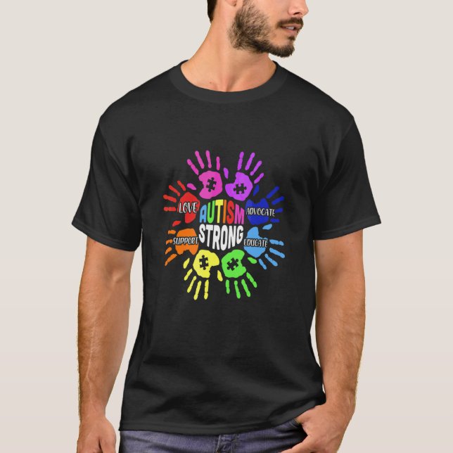 Camiseta Señal de lenguaje de manos de rompecabezas de apoy (Anverso)