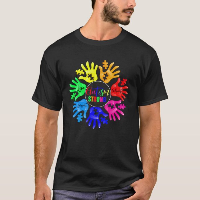 Camiseta Señal de lenguaje de manos de rompecabezas de apoy (Anverso)