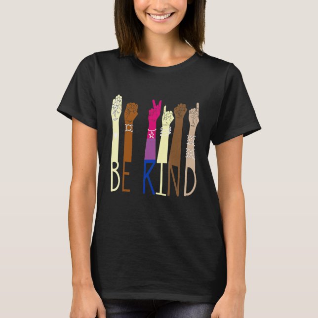 Camiseta Señal de lenguaje de señas amable hablando LGBT Bi (Anverso)