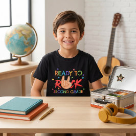 Camiseta Señal de Mano de Rock 2do Grado Gráfica Negrita Re
