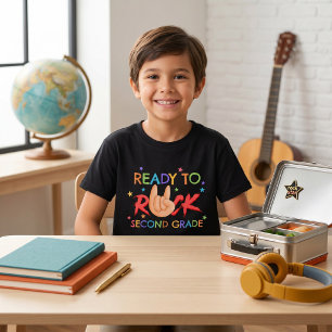 Camiseta Señal de Mano de Rock 2do Grado Gráfica Negrita Re