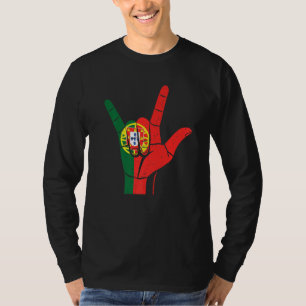 Camiseta Señal de mano orgullosa portuguesa Bandera de Port