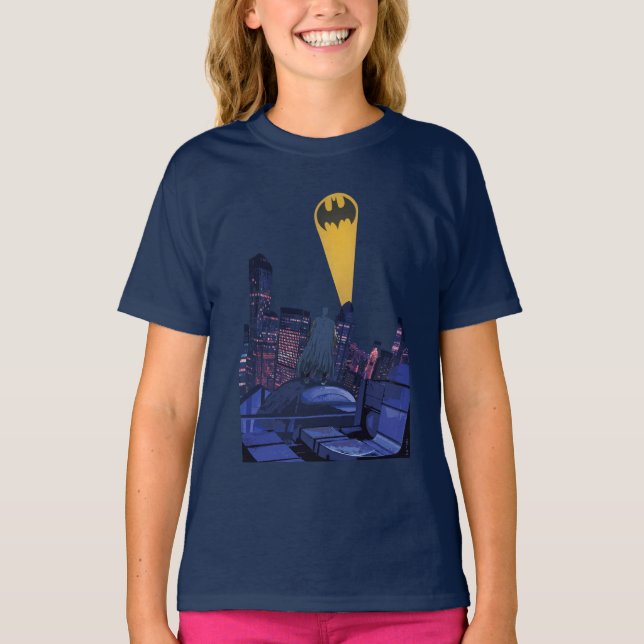 Camiseta Señal de murciélago sobre Gotham (Anverso)