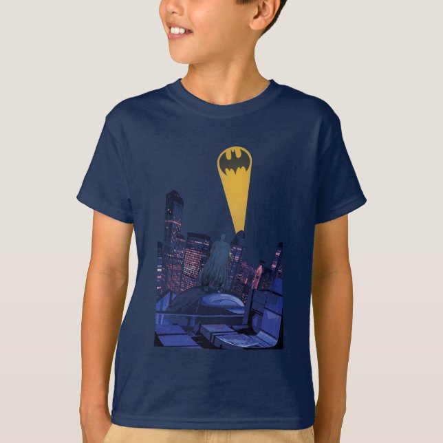 Camiseta Señal de murciélago sobre Gotham (Anverso)