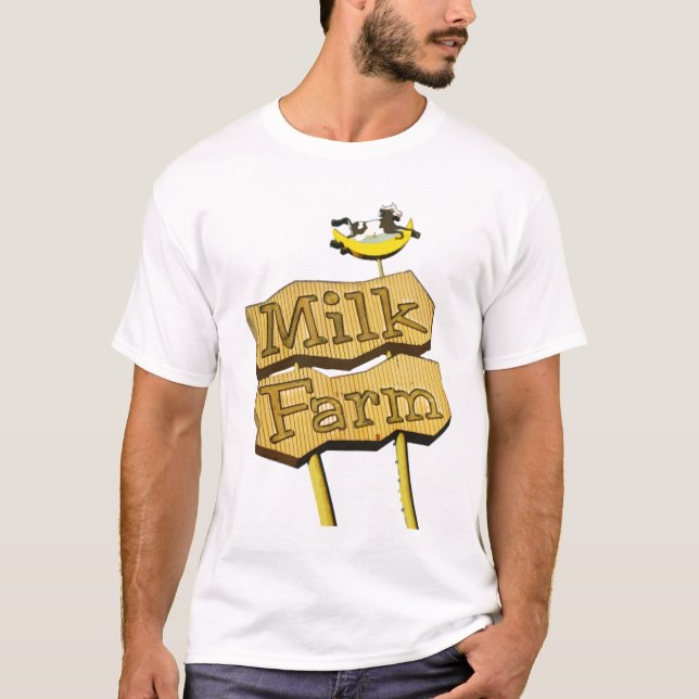 Camiseta Señal de neón del vintage de la granja de la leche (Anverso)