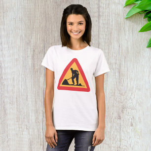 Camiseta Señal de Obras en Curso Adelante Advertencia de Zo