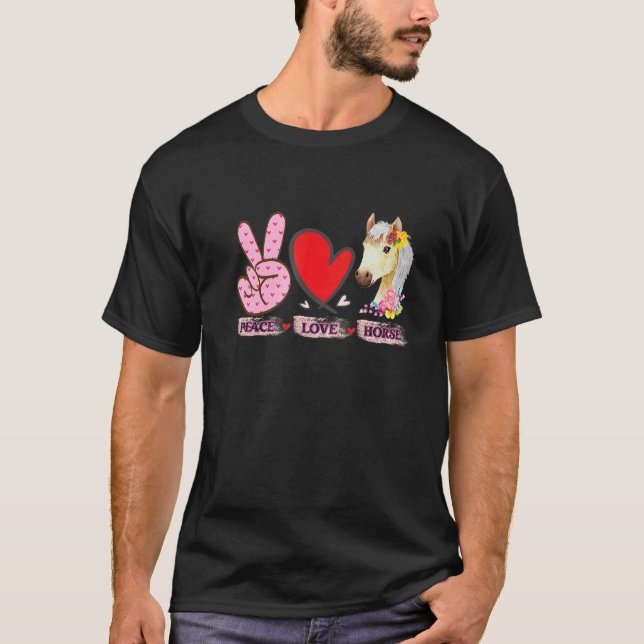 Camiseta Señal de Paz Amante de Caballos Amor Cabalgata Equ (Anverso)