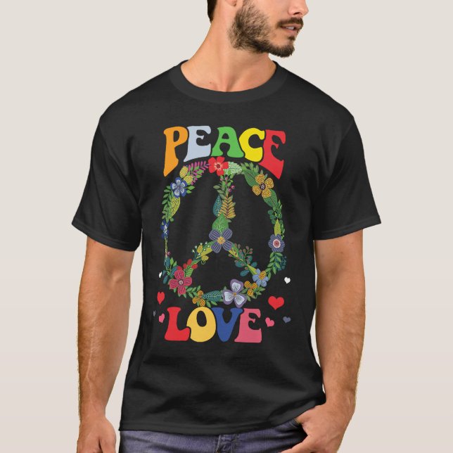 Camiseta SEÑAL DE PAZ AMO el disfraz hippie de los años 60  (Anverso)