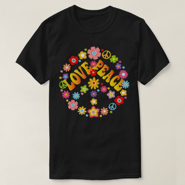 Camiseta SEÑAL DE PAZ AMOR 1960's 1970 Tie Dye Groovy Hippi (Diseño del anverso)