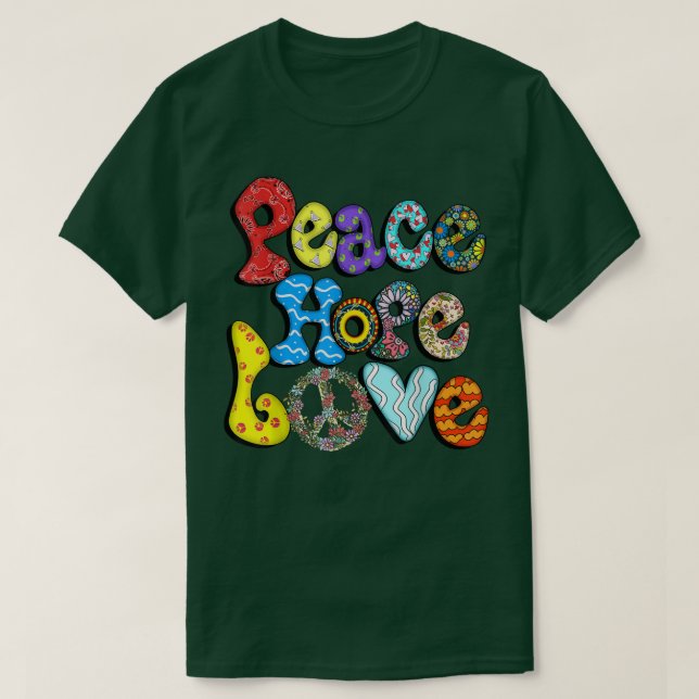 Camiseta SEÑAL DE PAZ AMOR Halloween hippie de los años 60  (Diseño del anverso)